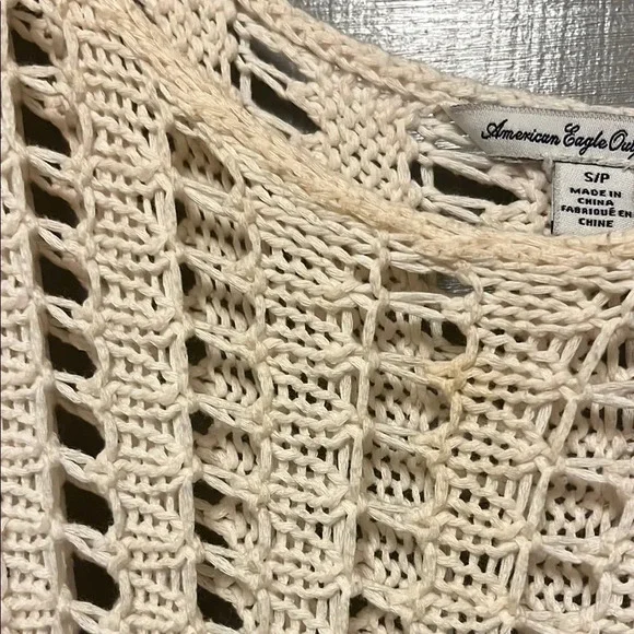 American Eagle Outfitters Cream Open-Knit Poncho - Picture 3 of 4